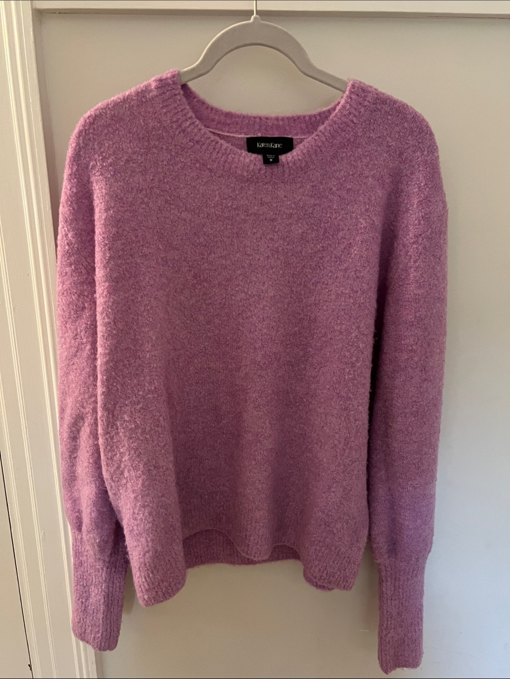 Karen Kane Lilac blouson sleeve Bouclé Crewneck Sweater